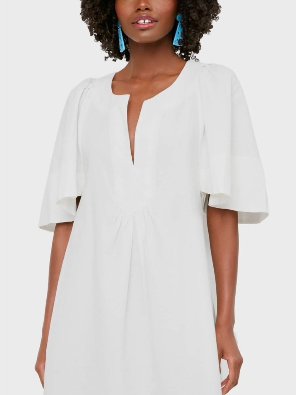 Pomander Place White Split-Neck Flutter Sleeve Midi Dress Tuckernuck